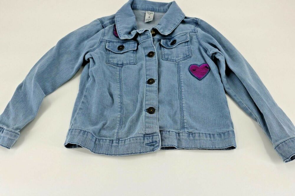 Carter's Girls Blue Button Down Heart Jacket Casual Winter Fall Youth Size 8